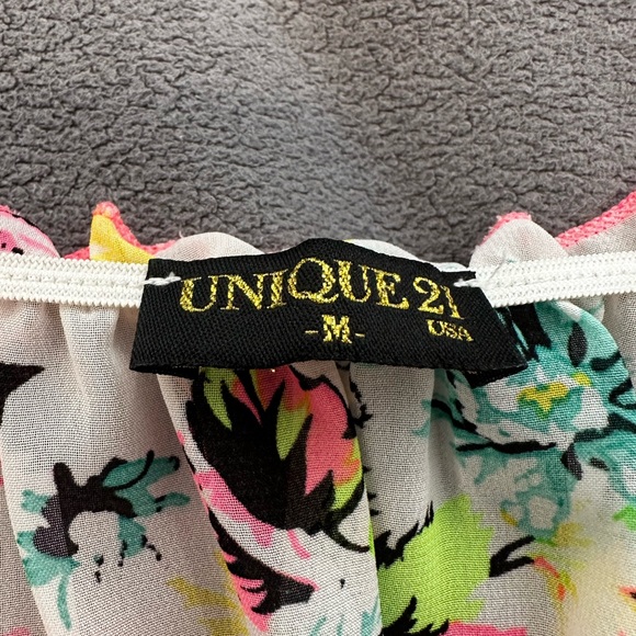 Women’s Sz: M Unique 21 Bright Colorful Floral Off The Shoulder Sheer Blouse. - Picture 8 of 9